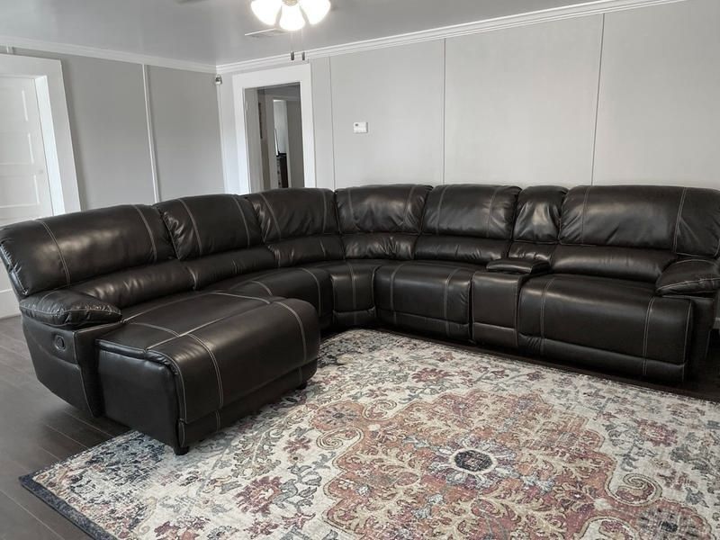 Abbyson Living Dark 6pc Leather Carrington Recliner Sectional Sofa