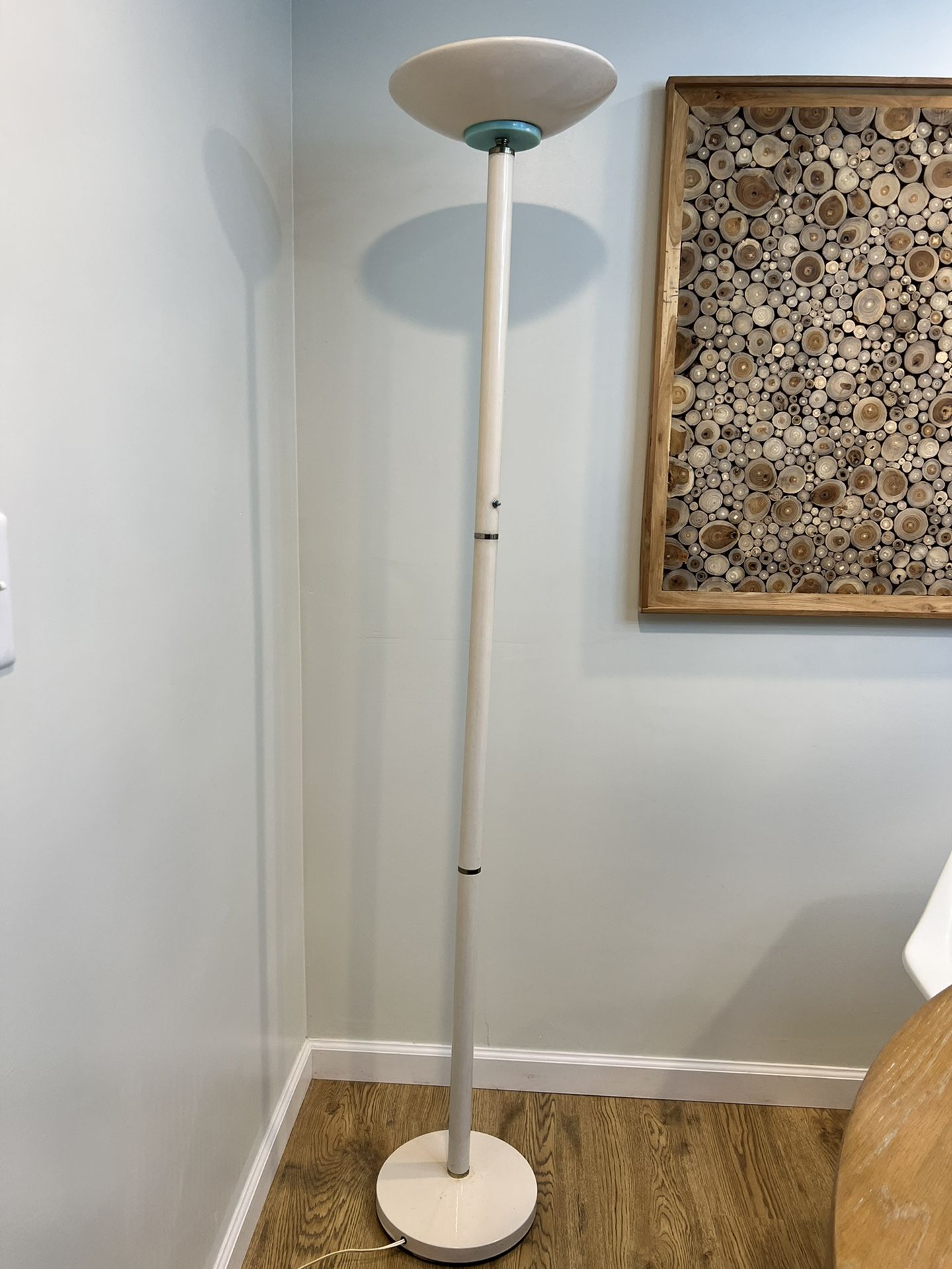 1980s Postmodern White Metal Torchiere Floor Lamp