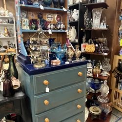 Beautiful Hand painted Dresser With Shelf Connected Above It