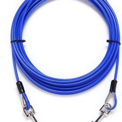 25ft Dog Tie Out Cable Galvanized Steel Wire Rope with PVC Coating for Medium Dogs up to 396Ibs, Diode Blue Thumbnail
