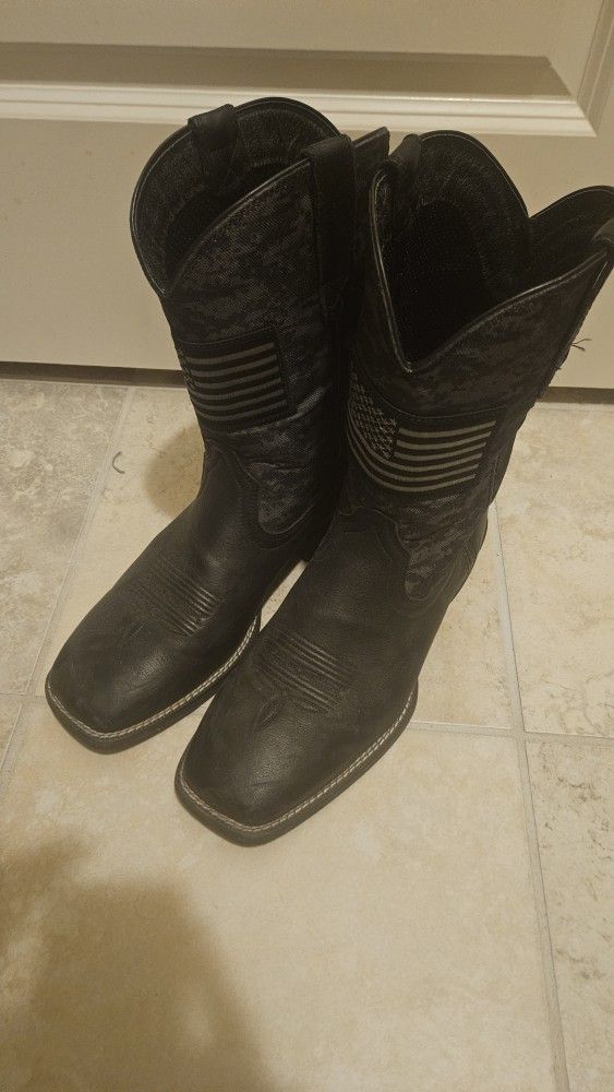 Ariat Black Camo Patriot Western Boots, Size 10 (NEW, WORN ONLY TWICE)