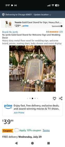 Gold Easel (Paintings, Weddings)