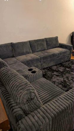 New Sectional Corduroy Sofa Couch with USB Console! Free Delivery 🚚 and Assembly 😊
