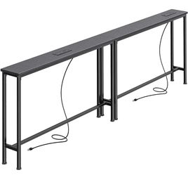 Set of 2- Narrow Console Table with Outlets