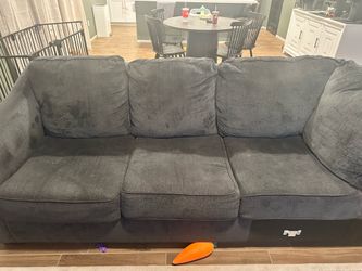 Three piece sectional dark grey bluish