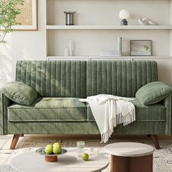 64.5" Loveseat Sofa, Chenille Loveseat Couch for Living Room, 23.2" Deep Seat Love Seat with Padded Arms, Comfy Modern Small Couches for Bedroom, Smal