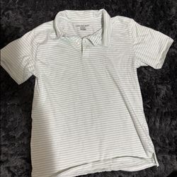 Green And White Striped Calvin Klein Polo 