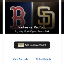 Padres Vs Red Sox Friday! 2 Tickets For 100, Section 131 Row 9