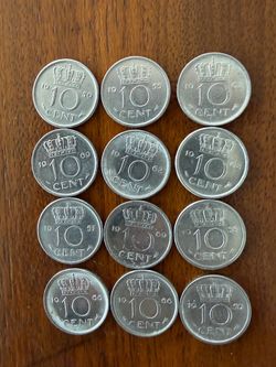 12 Coin Lot - Netherlands 10 Cents Brilliant Uncirculated Coin