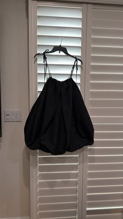 Black Mini Spaghetti Strap Bubble Dress 