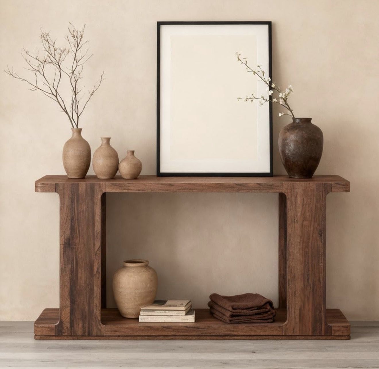 63 Inch Modern Entryway Console Table, 2-Tier Long Sofa Table Behind Couch with Curved Edge