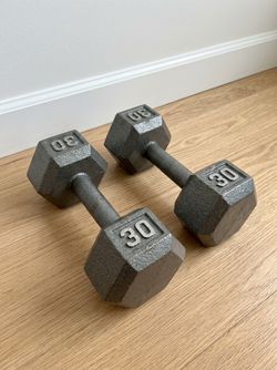 Pair of 30 lb Hex Dumbbells