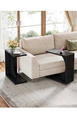 New in Box Black C-Shape Sofa Side Tables Set of 2