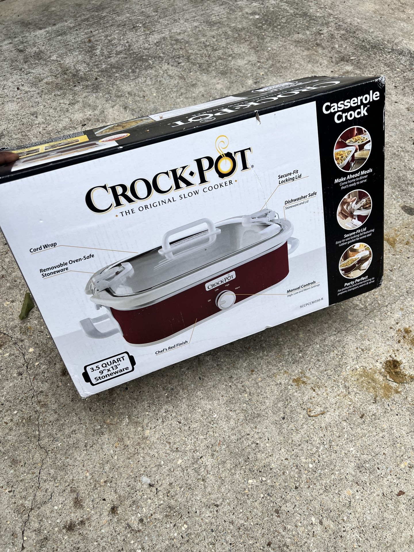 Crock-Pot 3.5 Quart Casserole Slow Cooker Manual 9x 13 Stoneware