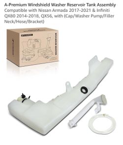 BRAND NEW- A-Premium Windshield Washer Reservoir Tank Assembly Compatible with Nissan Armada 2017-2021 & Infiniti QX80 2014-2018, QX56, with (Cap/Wash