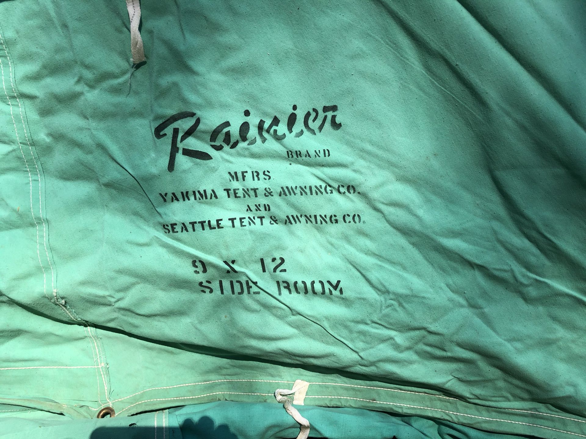 Rainier 9x12 Side room Tent.perfect Condition.canvas Tent 1960s Era