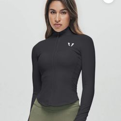 RIBBED GYM JACKET - BLACK