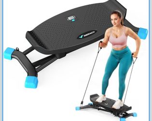 MERACH Balance Board for Adults, Rocking Stepper with Resistance Bands, Portable Wobble Board Featuring LCD Monitor, 300 lbs Capacity Ski Balance Trai