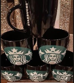 New Black Starbucks 6 mugs for 20.00