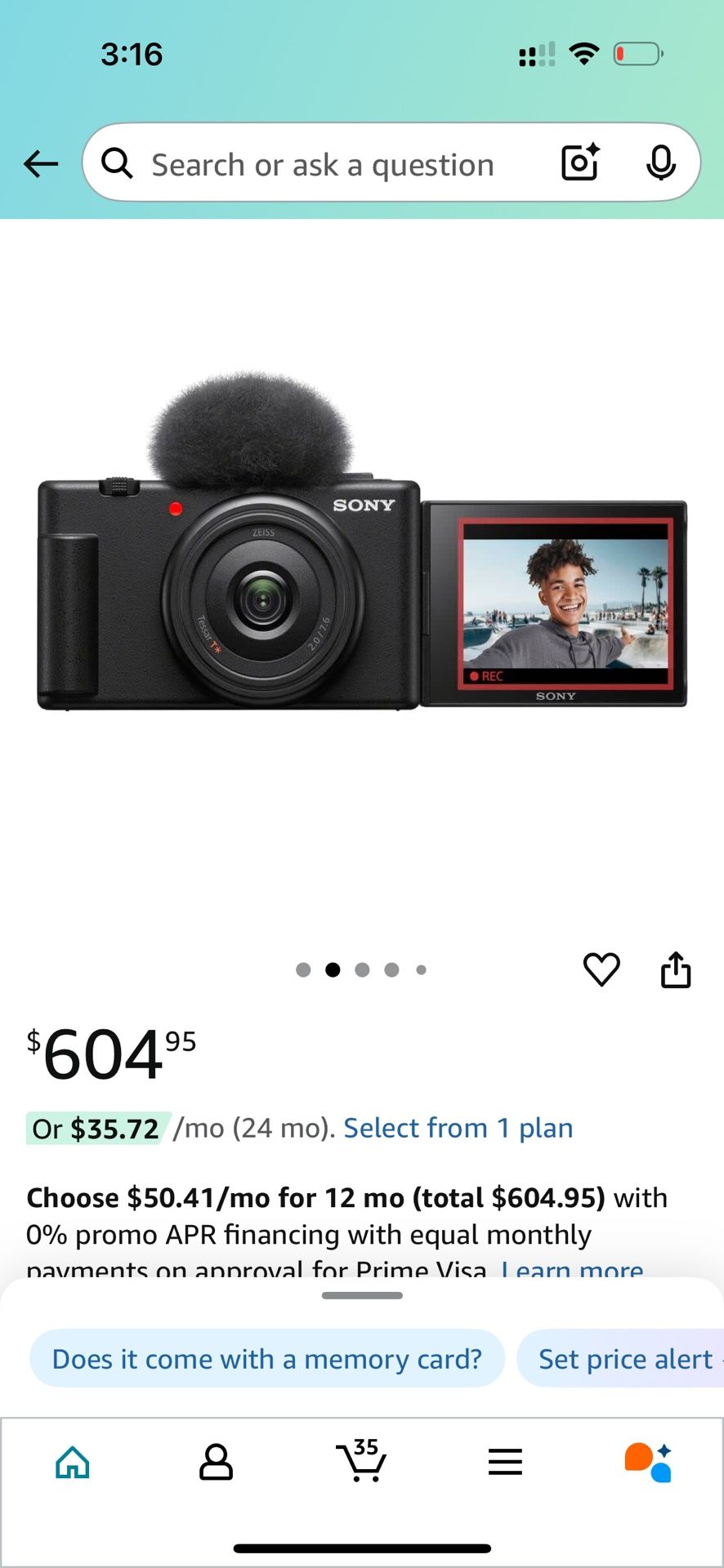 Sony ZV-1F Vlogging Camera Black ZV1F/B