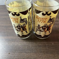 (2) Vintage Spirit of 1776 Coca Cola Drinking Glasses  RARE