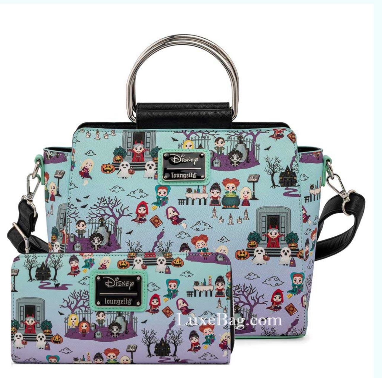 Original Loungefly Disney Hocus Pocus Scene Crossbody Bag and Wallet Set