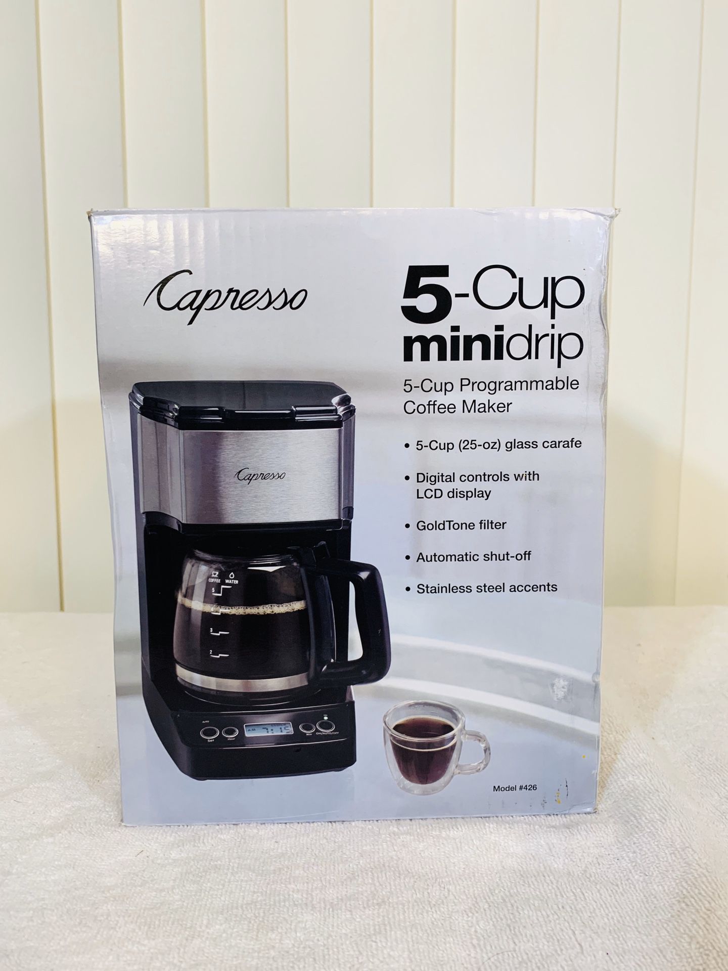 Capresso 426.05 5-Cup MINI Drip Coffee Maker, Black and Stainless Steel - Awesome 👌