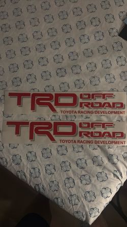 Toyota TRD OFF-ROAD Side Panel Vinyl Sticker And Decal For Tacoma, Tundra, 4Runner, FJ Cruiser, Sequoia, Highlander And More (Red with Grey outline).