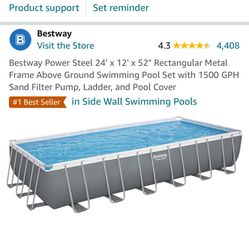 Best way Power Steel 24’ X 12’ 52” Above Ground Pool