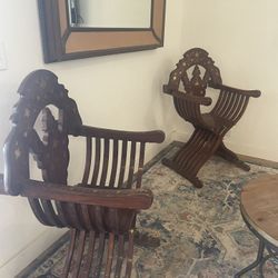Real Wood Brass Inlay Chairs