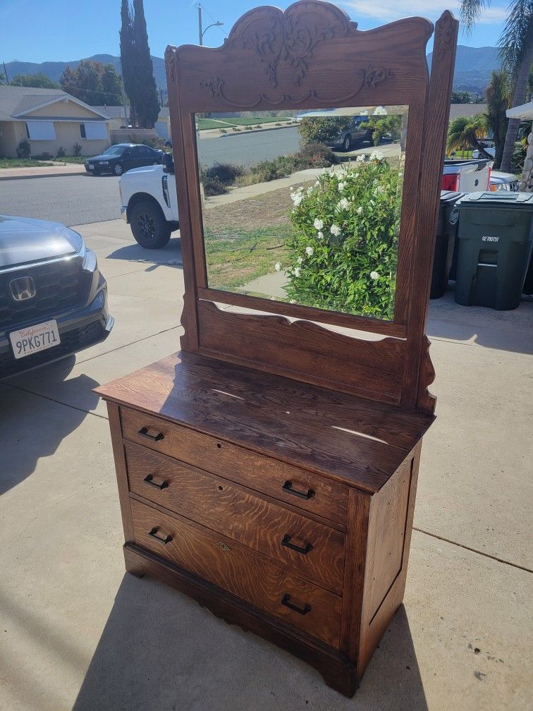 Antique Dresser With Mirror