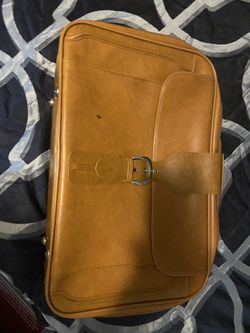 Vintage Samsonite Orange Leather Luggage 