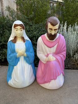 Vintage Nativity Blow Molds Jesus and Mary by Empire Plastics circa 1974