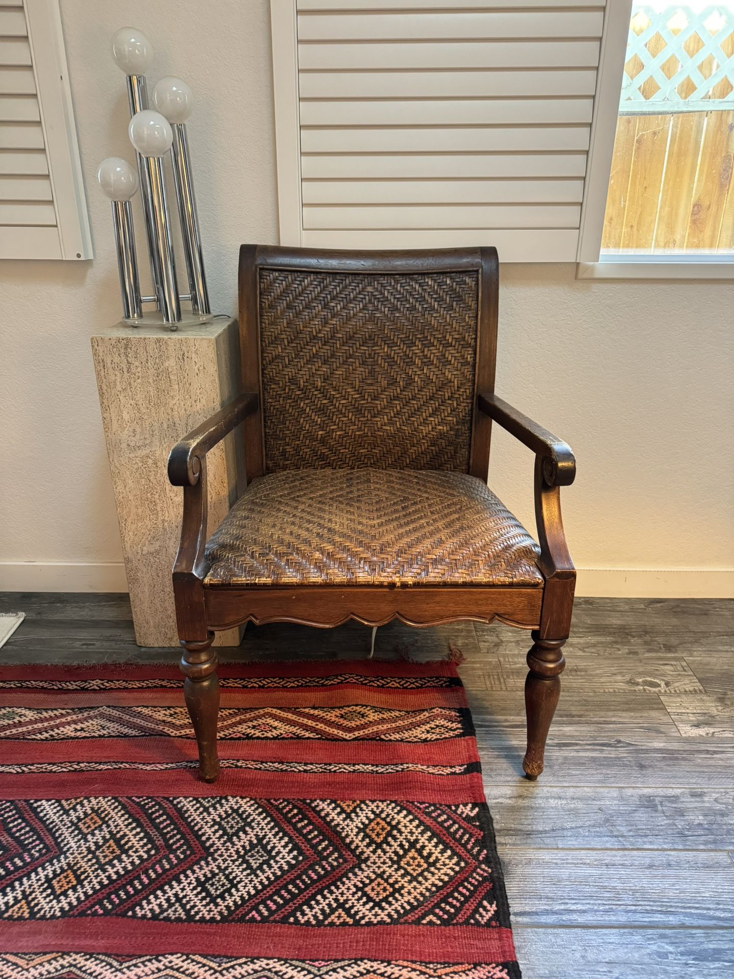 Vintage Wood & Leather Armchair
