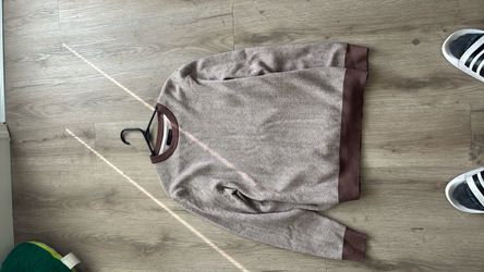 Herringbone Crewneck Sweater with Contrast