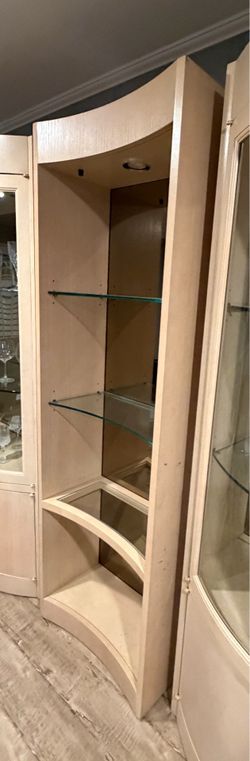 Curved Designer Open Display Curio Lighted Cabinet Shelves