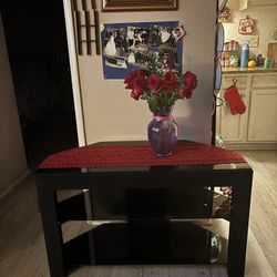 3 Layer Black Glass Tv Stand 