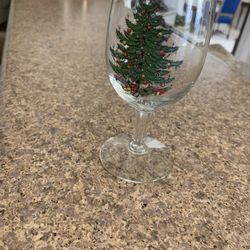  Vintage Cuthbertson Christmas Tree Gold rim stemware