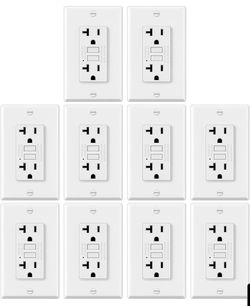 GFCI Outlets 20 Amp 10 Pack ELECTECK GFI Receptacles with Wall Plates