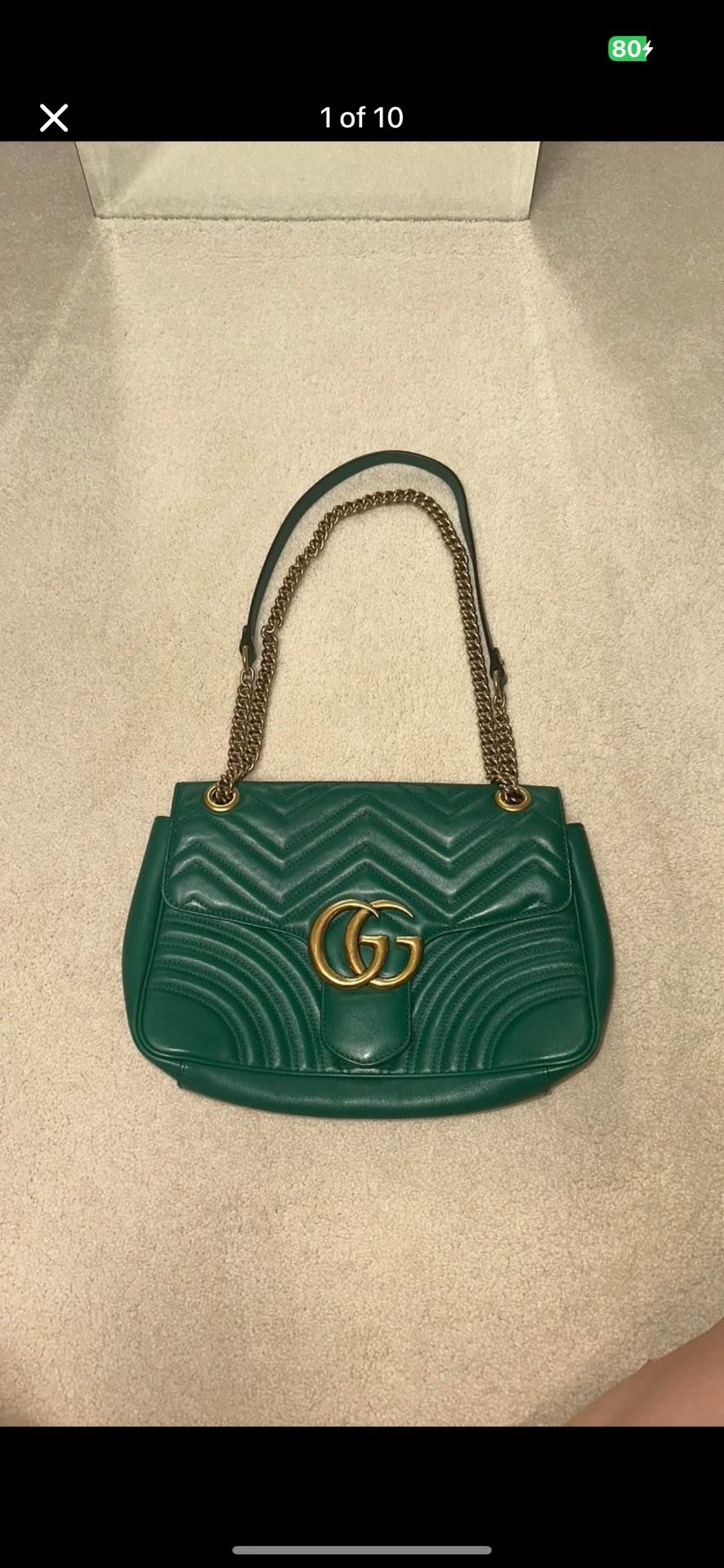 Gucci GG Marmont Flap Shoulder Bag in Emerald Green