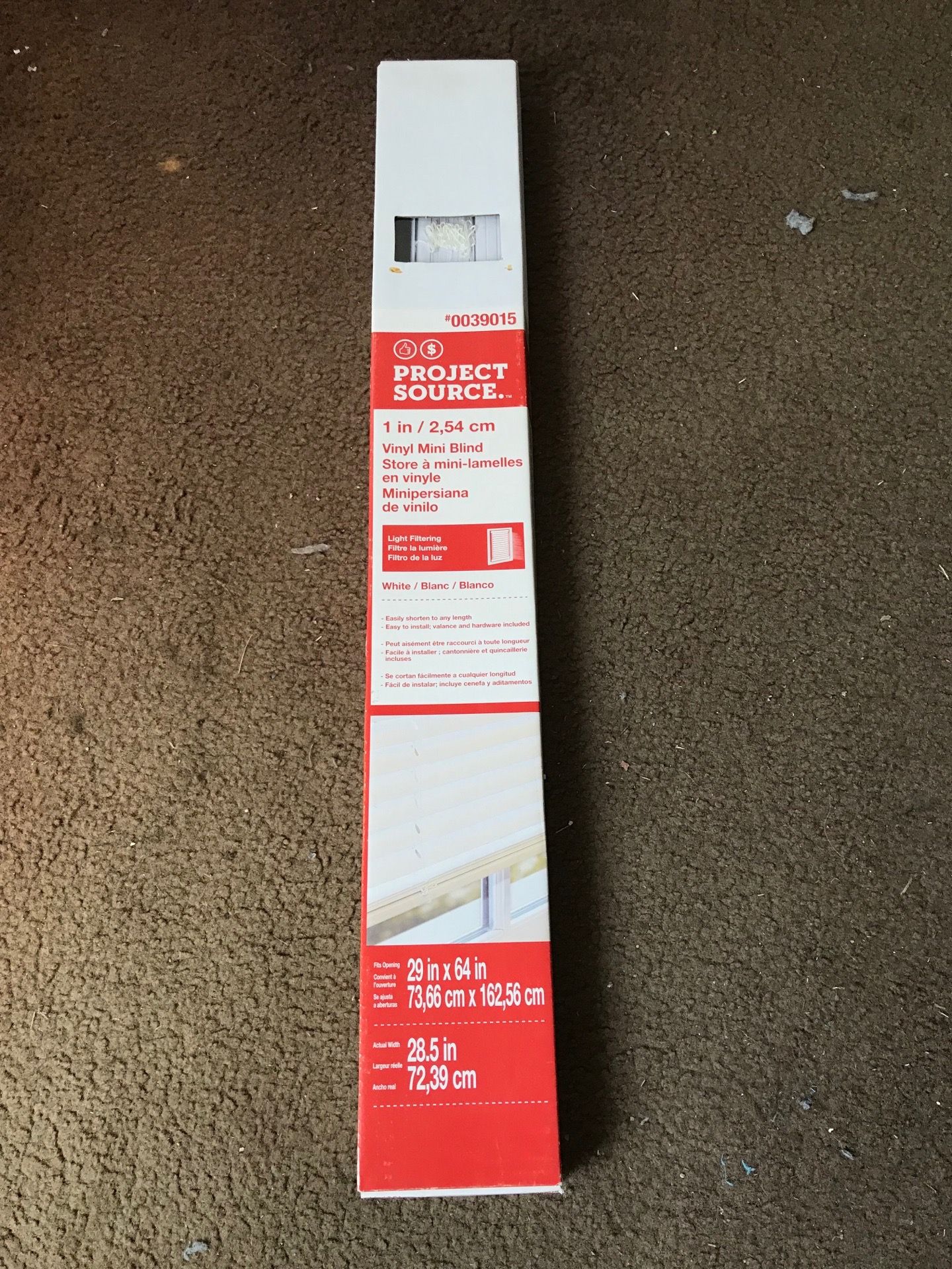 Vinyl Mini Blind, 29” x 64”