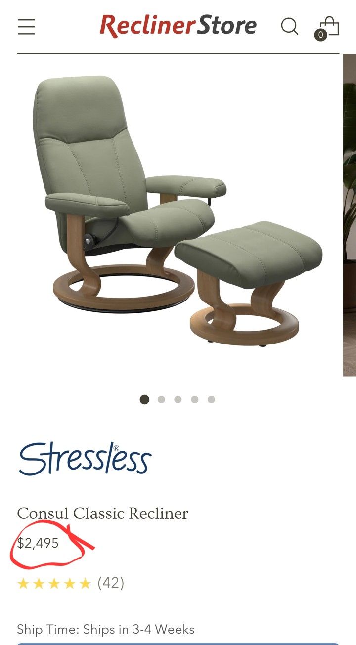 Stressless Consul Recliner Chair and Ottoman