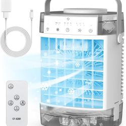 Portable Air Conditioners,Portable AC Unit,1600ml Dual Tank Evaporative Air Cooler,3 Speed 2 Mist Modes,Personal Mini Desktop Cooling Fan 