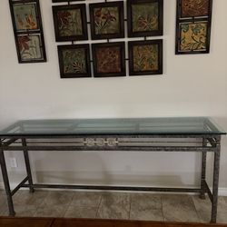Iron Glass Entry Table Heavy 74x33x18d