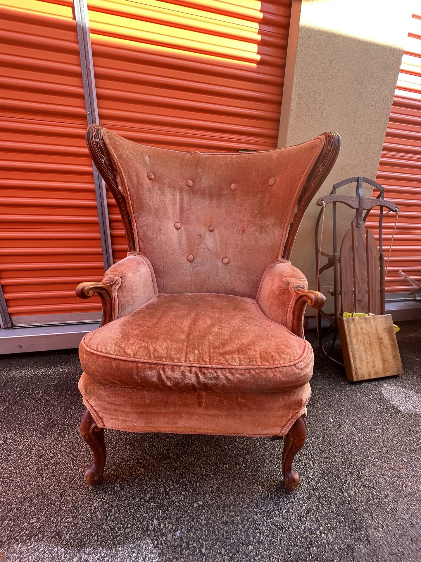 Antique Velvet Covered Chair