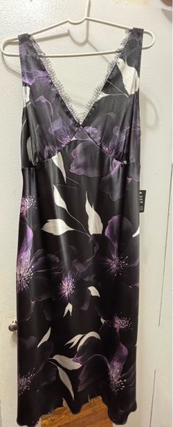 NWT Express Floral Satin Lace Trim Slip Dress (Size L) - MSRP $88