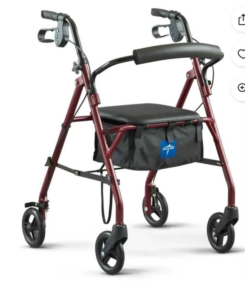 MEDLINE ASSISTED PORTABLE WALKER WITH SEAT & STORAGE