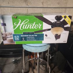 Hunter 52 inch Indoor Ceiling Fan with LED Light - Ceiling Fan with Pull Chain, For Bedroom or Living Room, 3 Mounting Opti No Remote, 5 Blades, Inclu