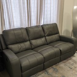 Leather Gray Reclining Couch 550 OBO