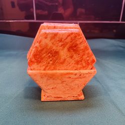 Vintage Pink Marble Hexagon Coasters Set 